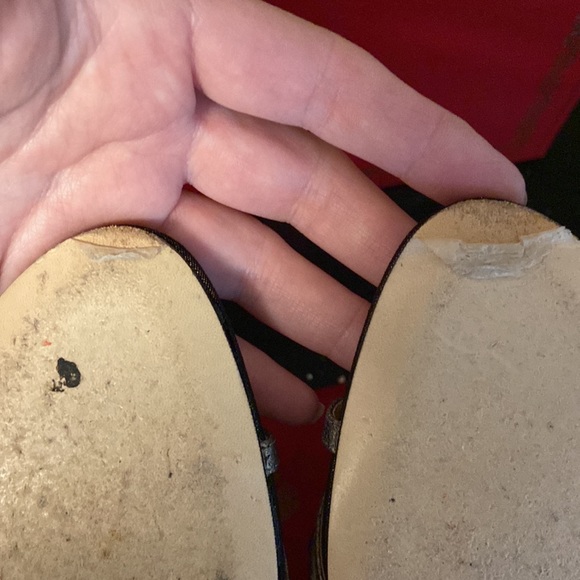 Rene Caovilla "Rosa" Black Sequin Medallions Gold & Platinum High Heel Sandals - Picture 11 of 16